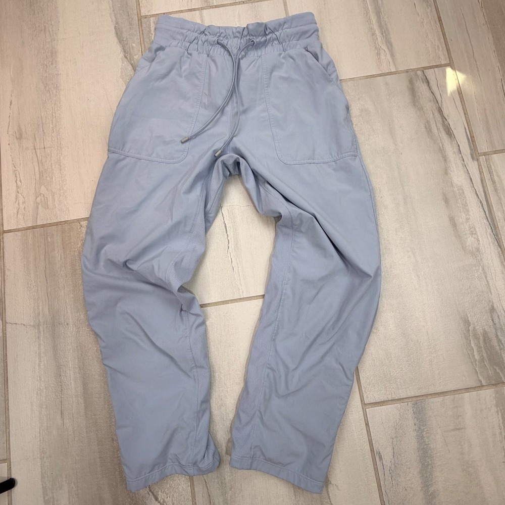 Lululemon Lab Size 4 Light Blue High Rise Drawstring Jogger Pants Patch Pockets